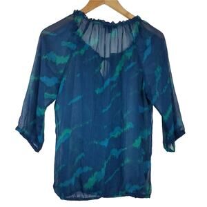 Express | Sheer Top 3/4 Sleeve Blue Green Small